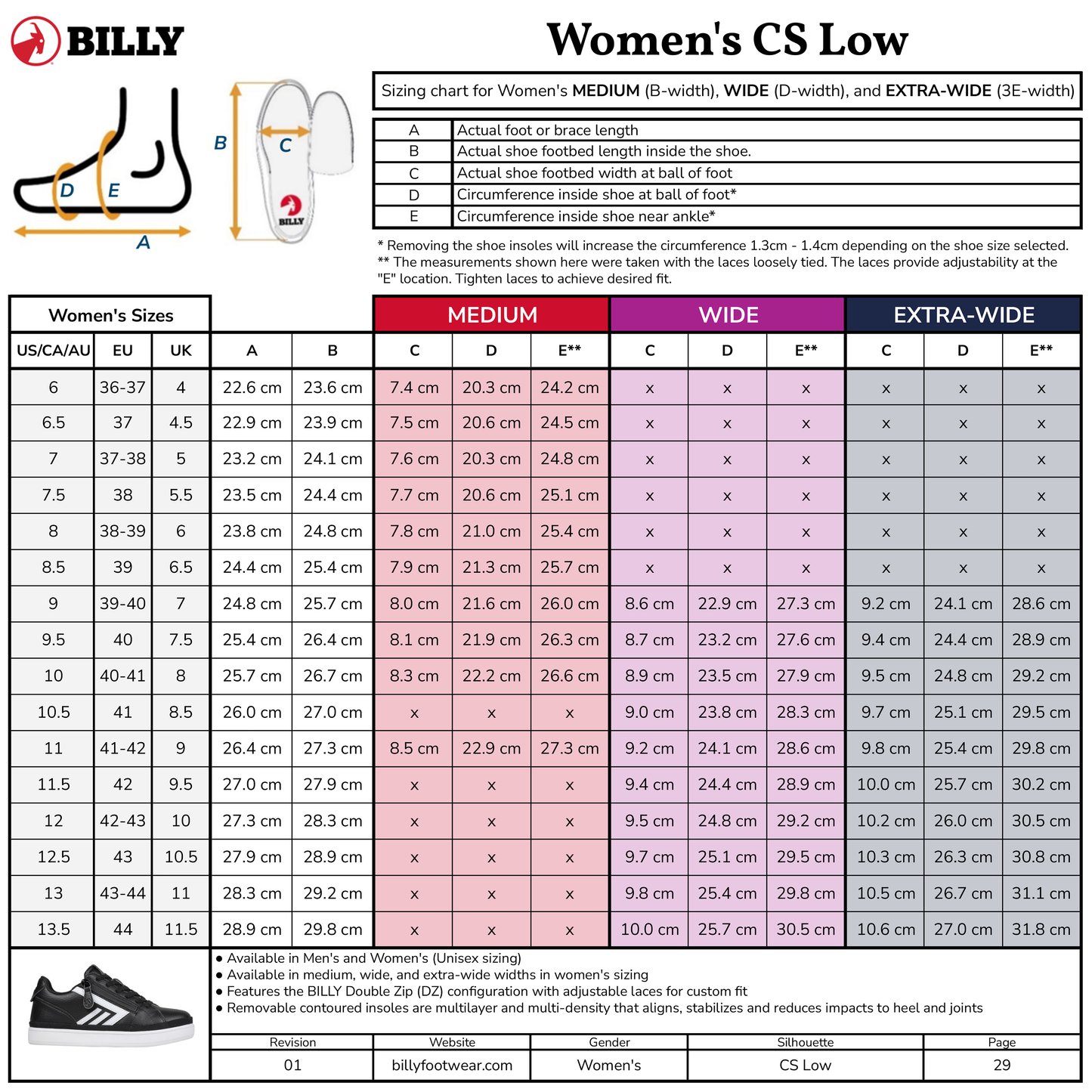 Women's Black/White BILLY CS Low