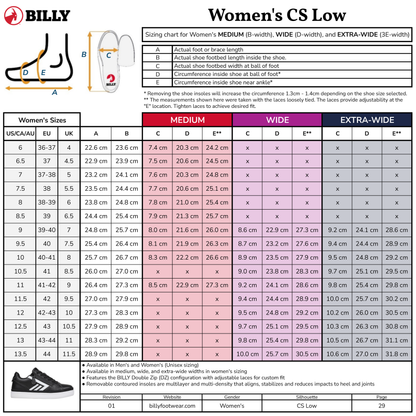 Women's Black/White BILLY CS Low